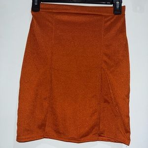 brown/orange bodycon skirt. Misguided size US4